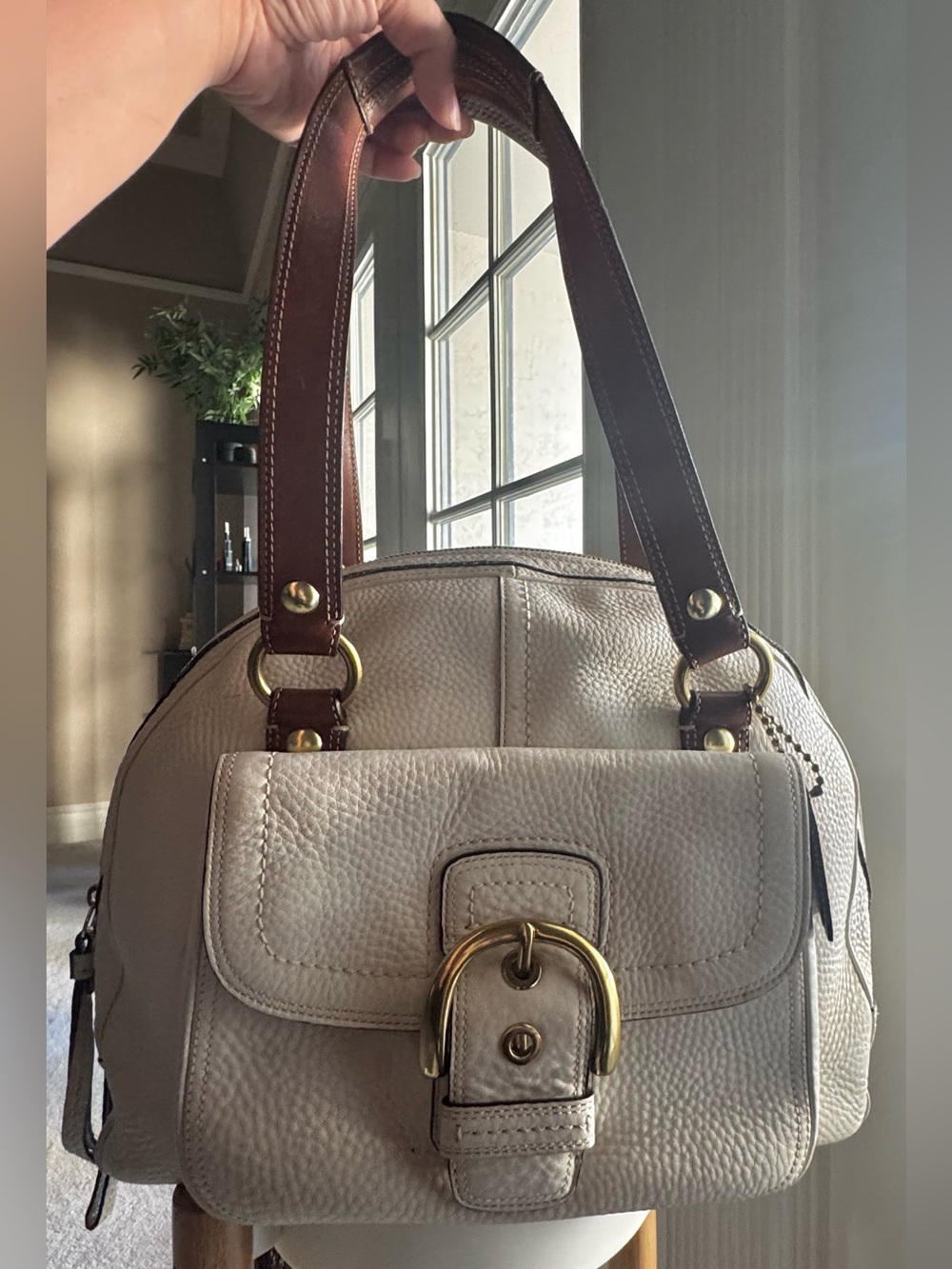 2007 Coach White/Tan Satchel